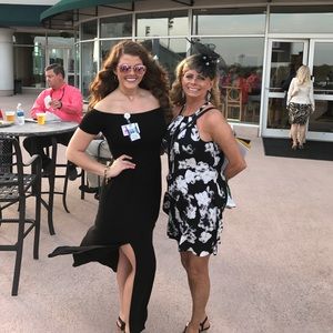 Off the shoulder black maxi